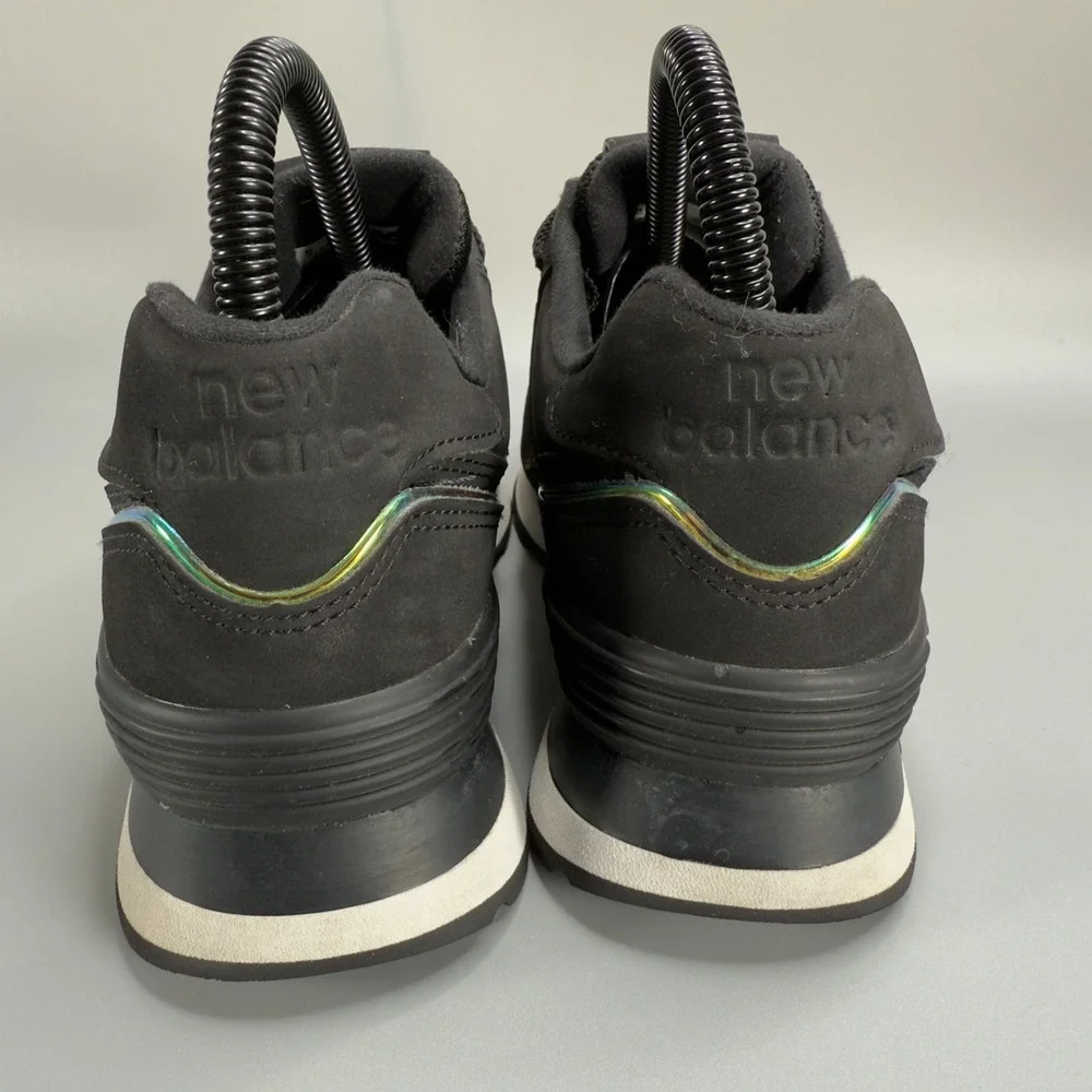 New Balance 574 Womens 6 B Casual Sneaker Black Iridescent Low Lace Up Dad Shoes